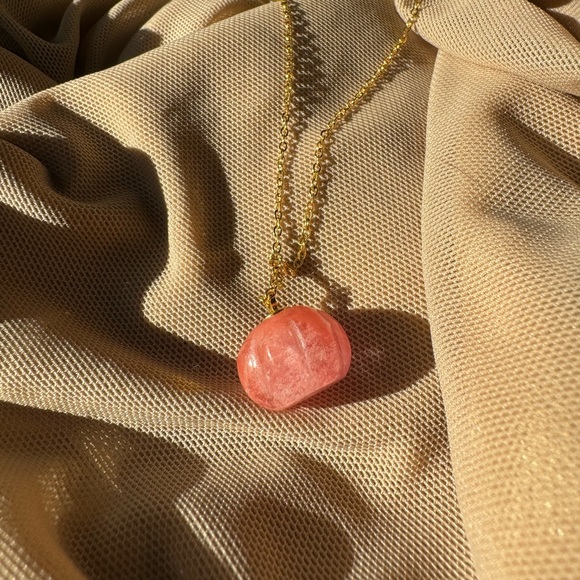 Pumpkin Crystal Gemstone Gold Necklaces - Picture 8 of 13